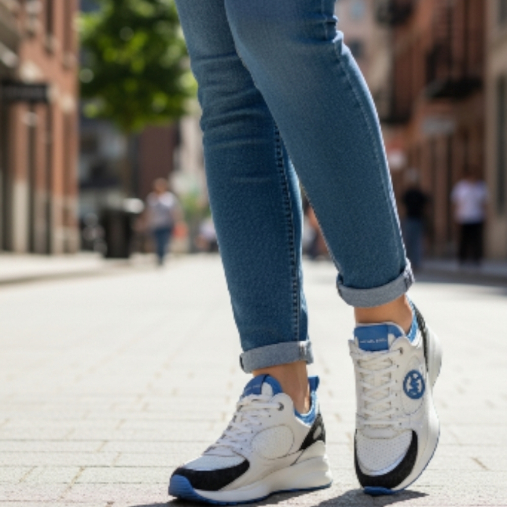 Michael Kors White and Blue Athletic Sneakers - Picture 1 of 3